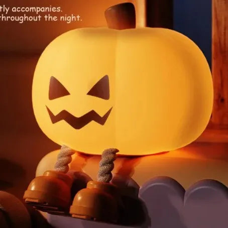 Halloween geometric pumpkin lamp with horror pumpkin design and built-in battery