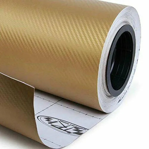 Roll of 3D carbon fibre car sticker in multiple colour options showing dimensions