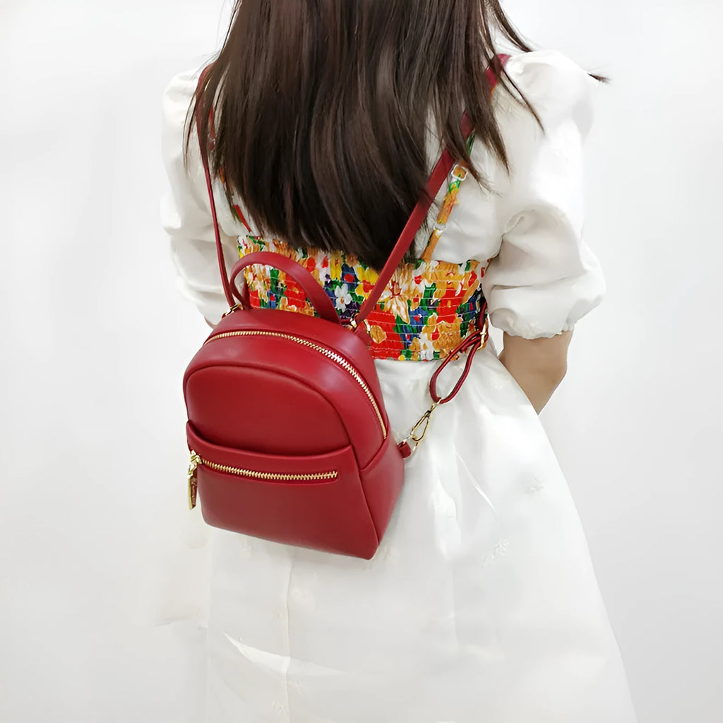 Soft PU large capacity mini backpack in multiple colours with inner phone pocket