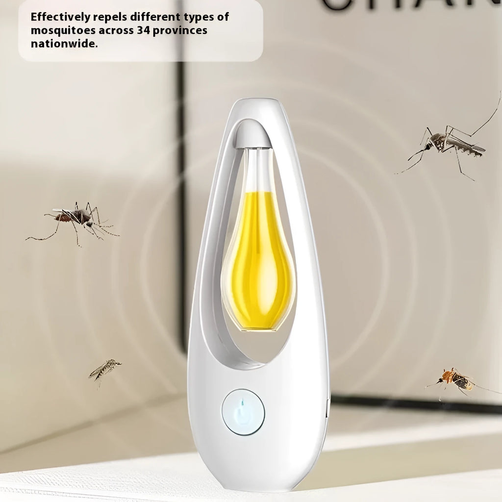 Blue and white ultrasonic plug-in air deodoriser and mosquito repellent diffuser unit.