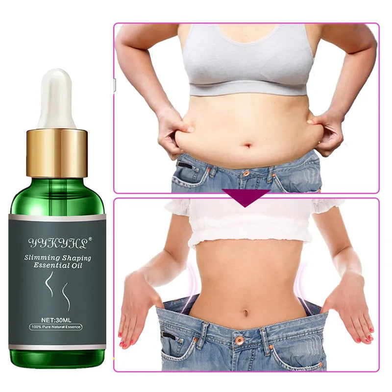 Green bottle of body essential oil with grape seed extract, 30ml, for waist and leg sculpting