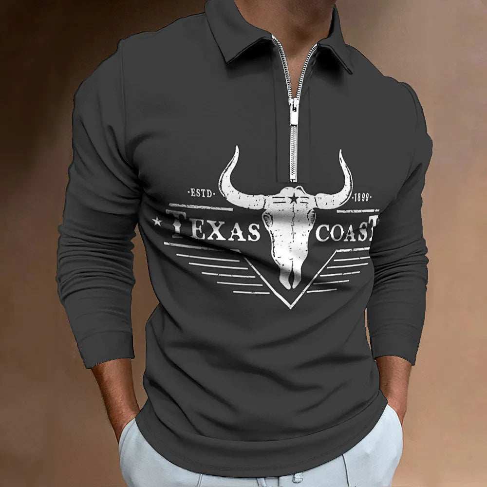 Men's 3D digital print zipper casual top in cotton blend with multiple colour options and sizes from S to 5XL