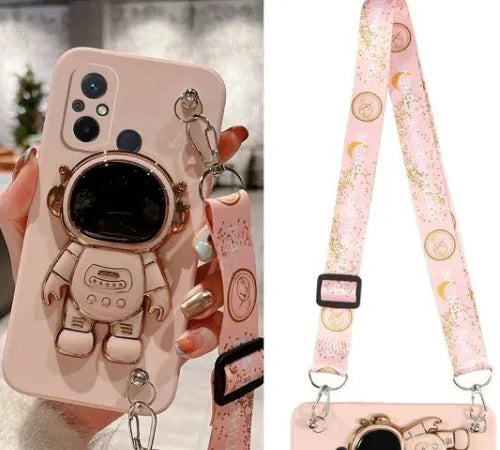 Crossbody silicone phone case with lanyard and bracket for Apple iPhone in black colour option