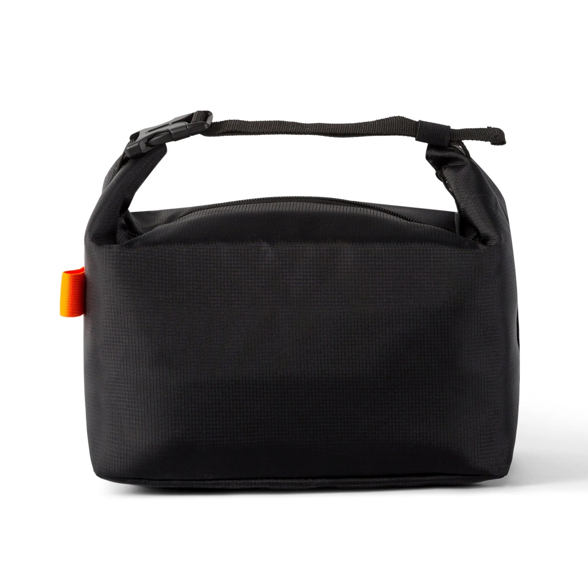 Japanese style thermal insulated lunch bag in Oxford cloth, grey colour, showing wide opening.