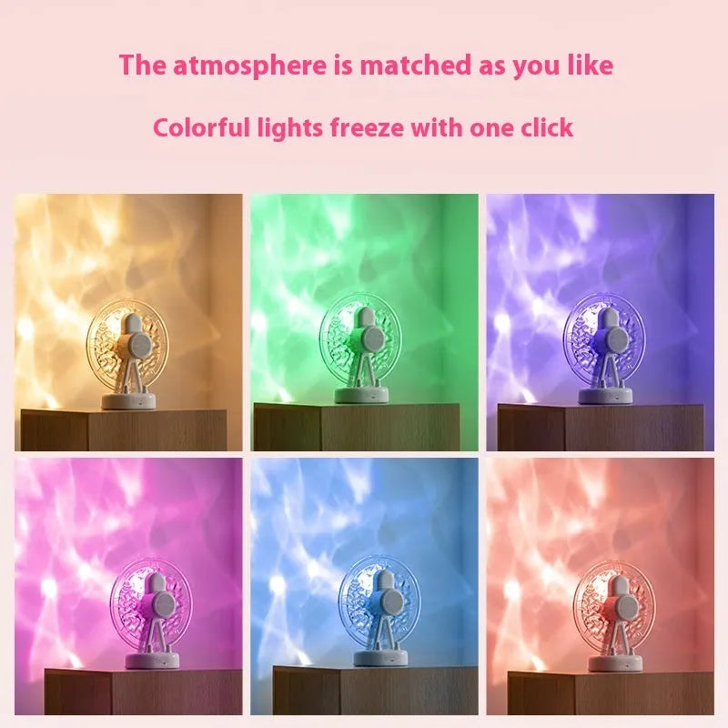Pink and white Ferris wheel water ripple Bluetooth speaker atmosphere light with colourful lighting