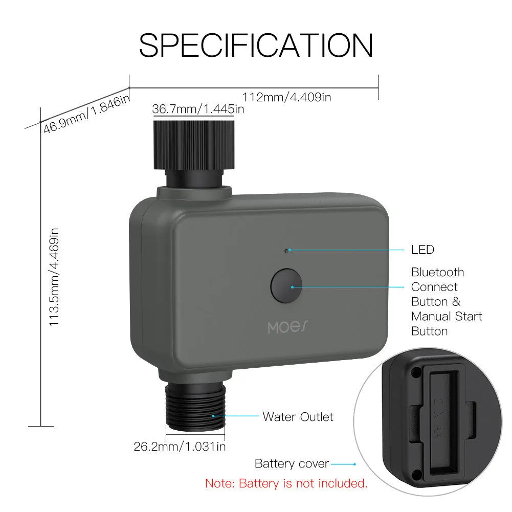 Bluetooth smart garden irrigation timer with smartphone app control for outdoor watering