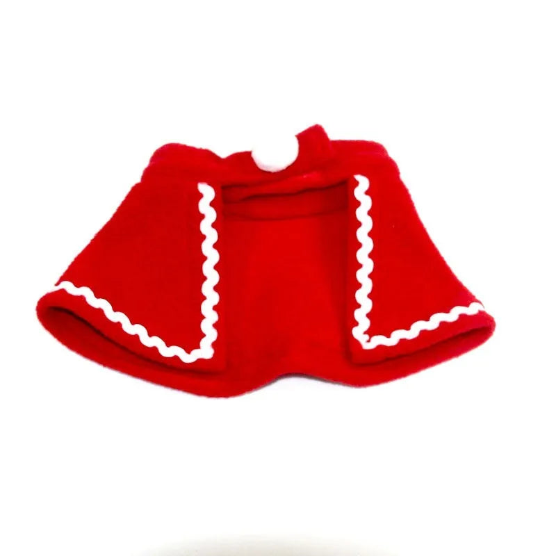 Christmas pet costume set with double-sided velvet cloak and hat on a small dog
