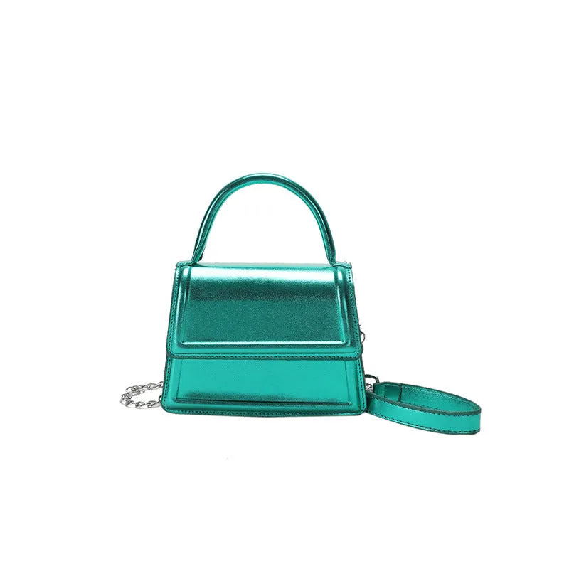 Retro shoulder crossbody bag in horizontal square shape with sewing line detail