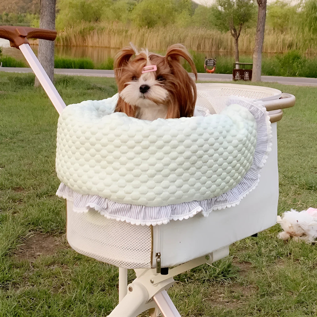 Pet stroller three-piece bedding set with towel, cushion and pillow in cotton cloth