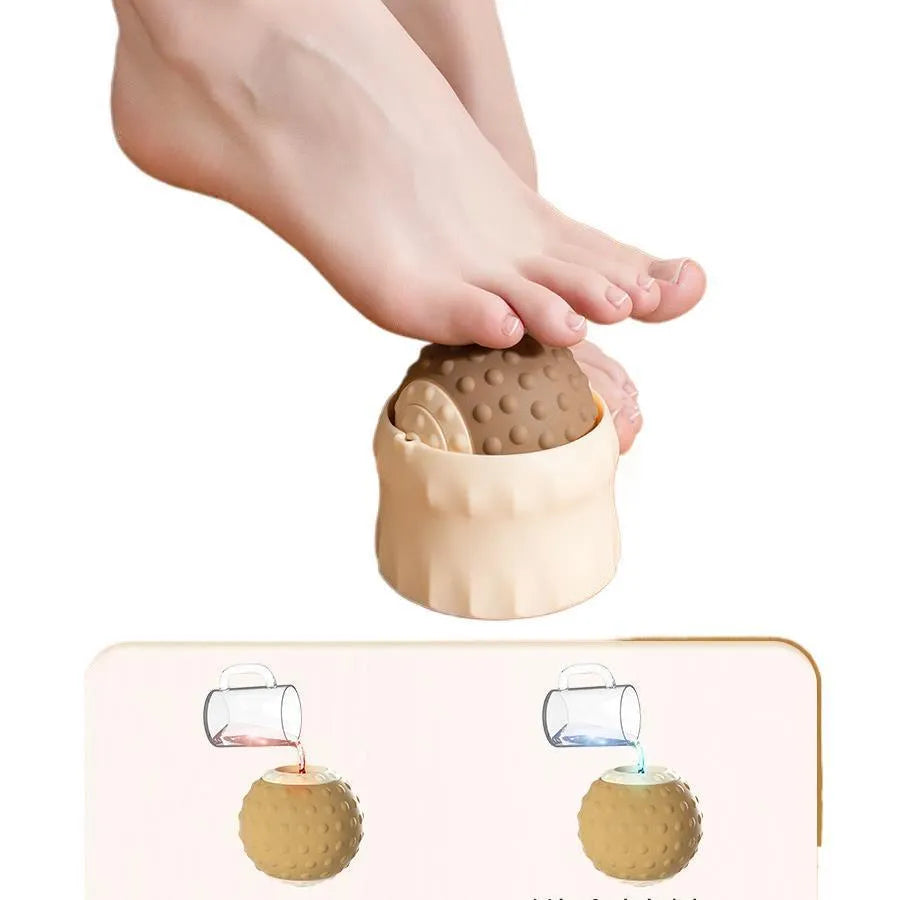 Massage ball set for cold and hot therapy compress in caramel mocha and oil fruit green colours