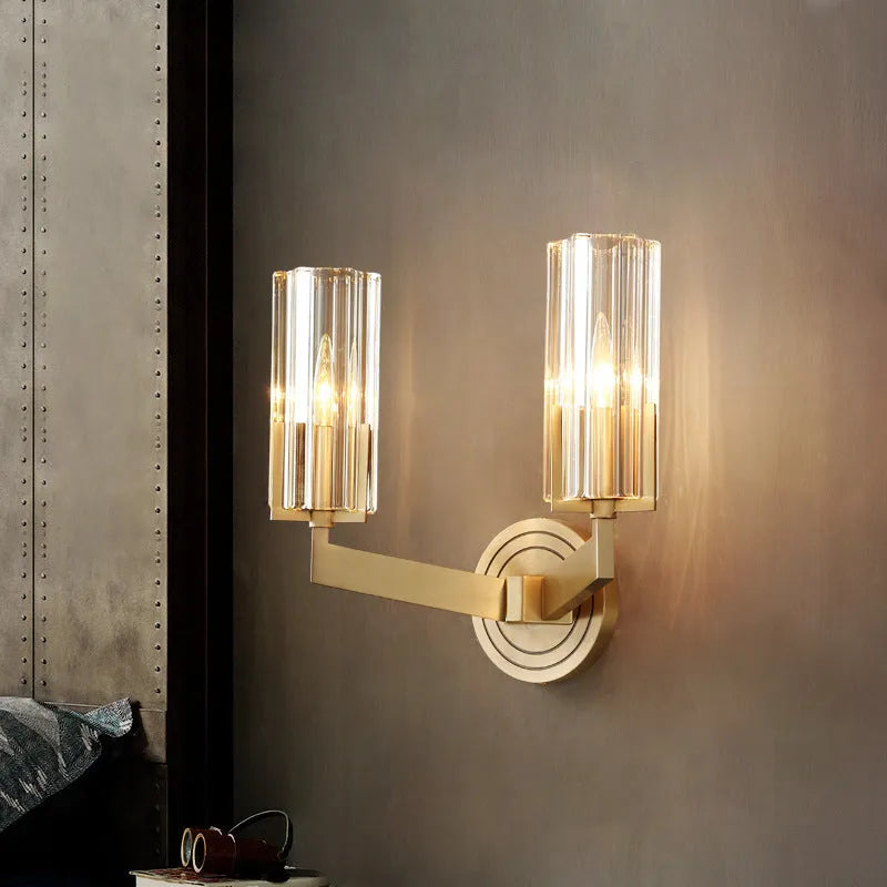 Copper Nordic wall lamp with minimalist design for bedroom bedside lighting