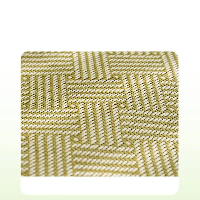 Green fruit backrest pet cooling mat for dogs and cats on a wooden floor