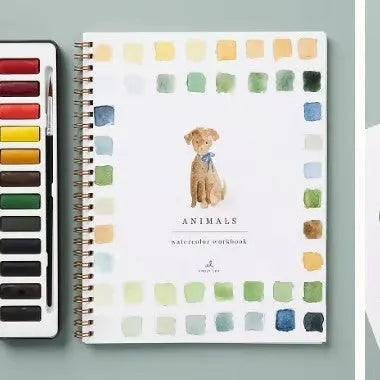 Portable watercolour exercise book with birds theme, 23x16.5cm paper pad for beginners