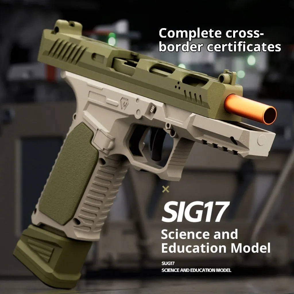 SIG17 Glock replica toy gun in army green with automatic firing and shell ejection
