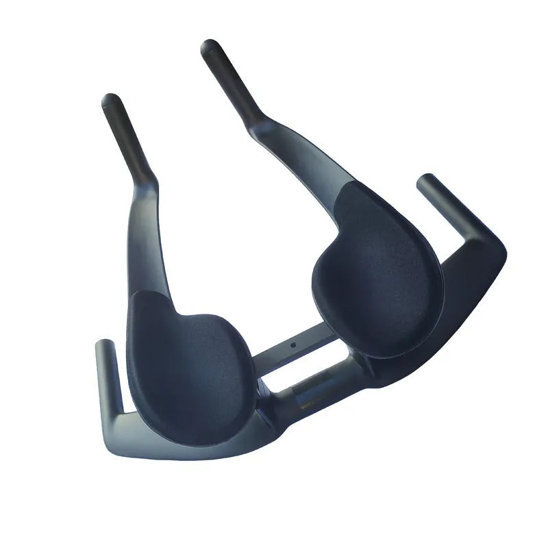 Black carbon fibre bicycle TT handlebars showing 10 and 15 degree angle options.