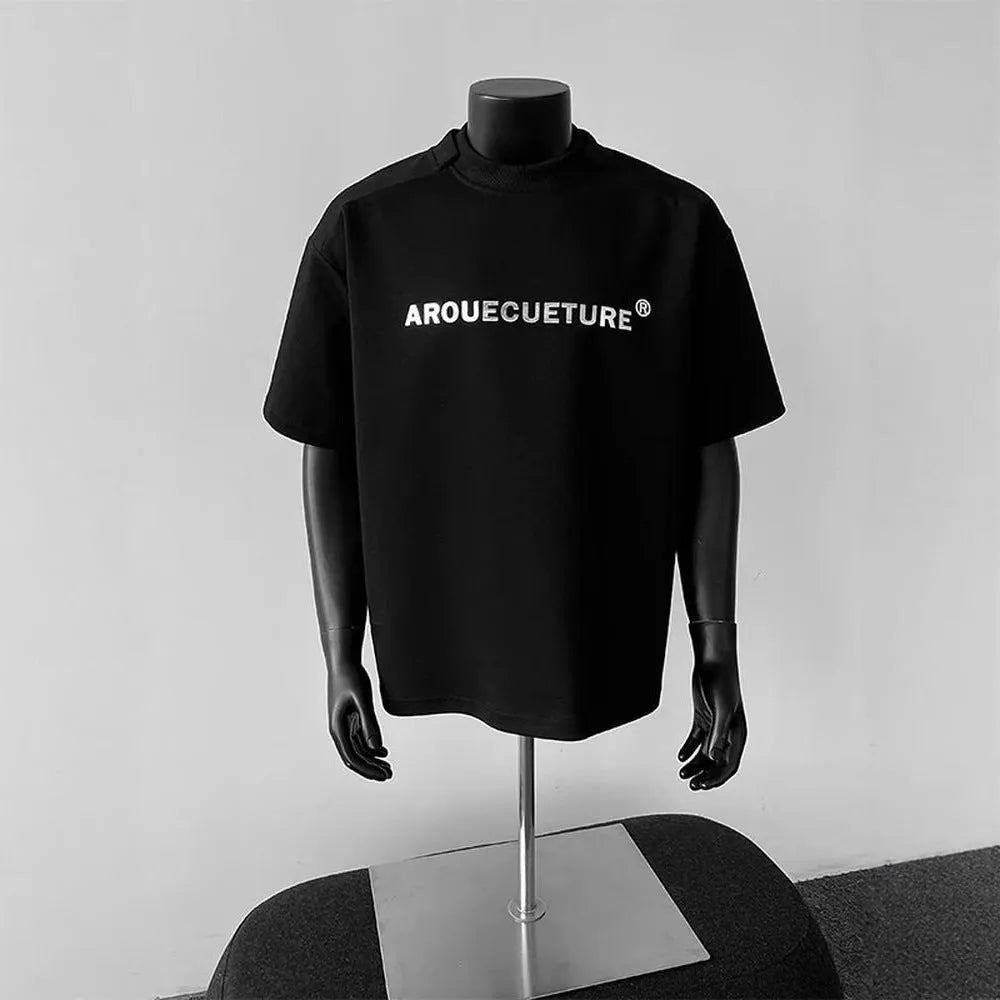 Men's loose fit pure cotton t-shirt with pattern letters in light grey