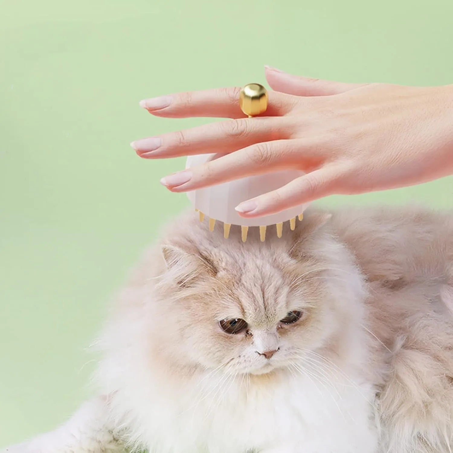 Green pink white dog cat bath massage shampoo brush with double-sided design and drain holes