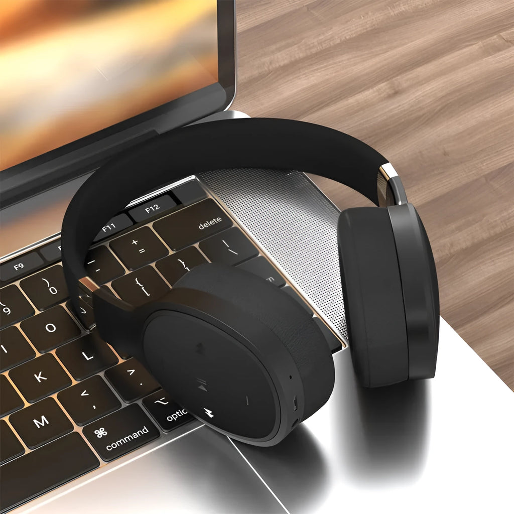 Folding wireless Bluetooth sports headset shown in black, white, grey, and blue colour variations
