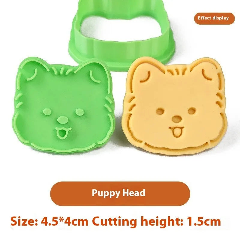 Three-dimensional plastic pet biscuit mould with cartoon puppy designs