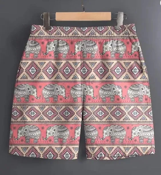 Men's polyester sports shorts in multiple patterns including stripes and camouflage available sizes S to 5XL