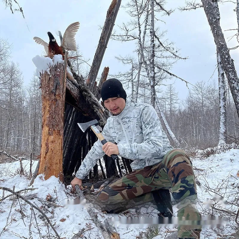 Men's camouflage fleece coat in Scorpion pattern for outdoor mountaineering activities