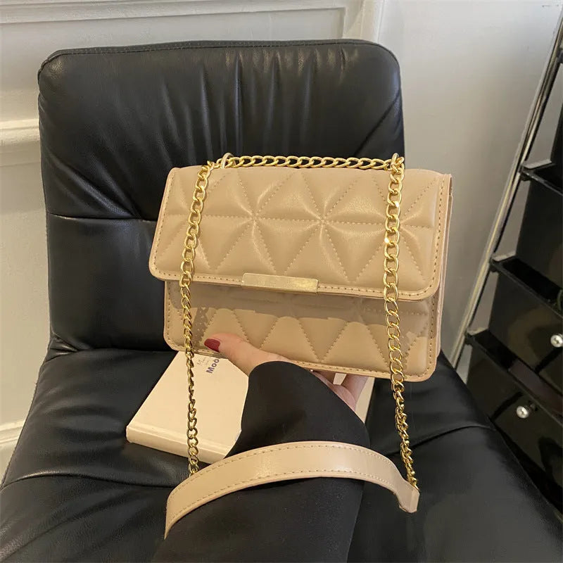 Women's retro PU messenger bag in horizontal square shape with stitching, 19cm x 13cm, rose red colour