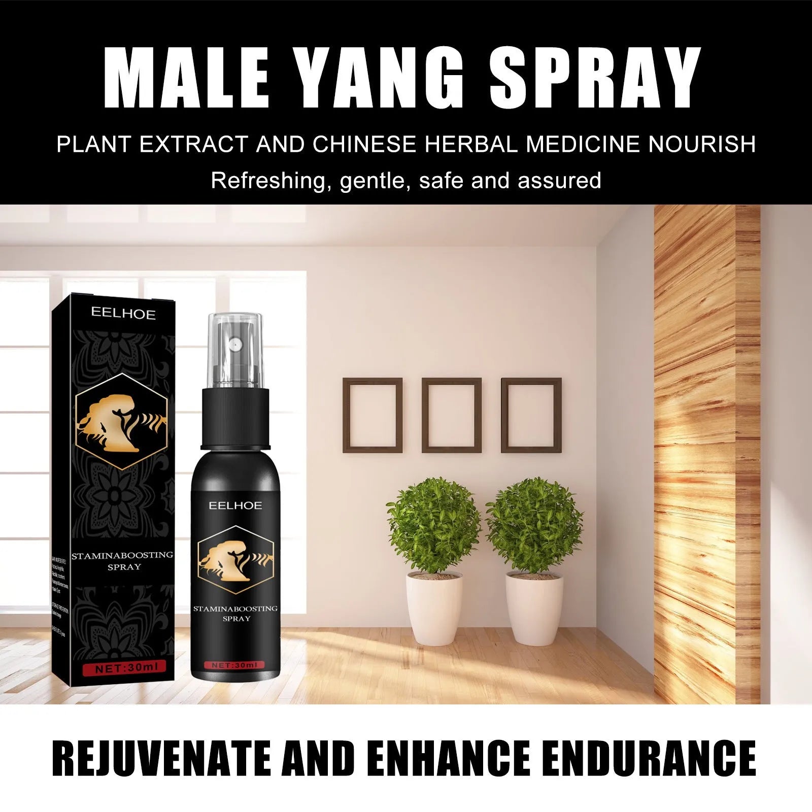 Men's 30ml treatment oil spray bottle for body moisturising and hip massage