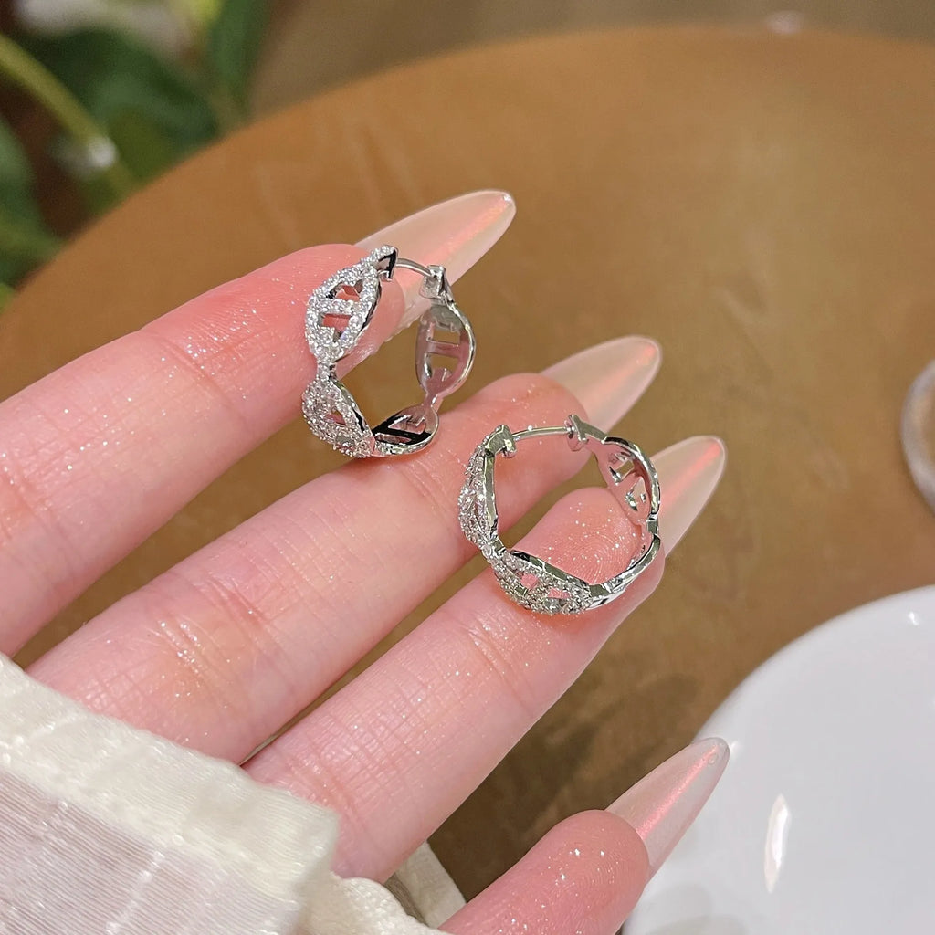 Electroplated copper diamond pattern earrings available in silver, gold, and rose gold thick plating
