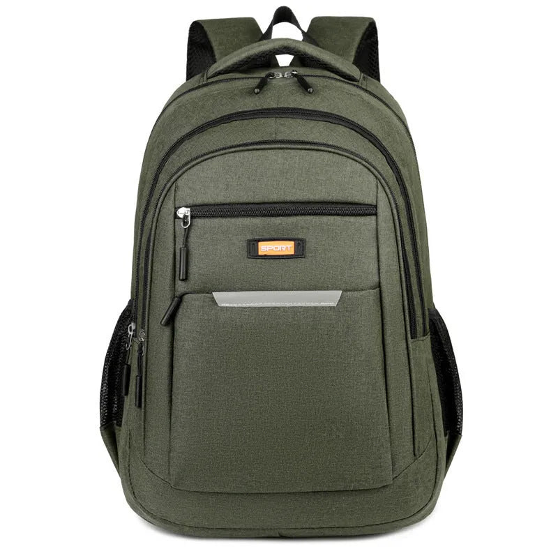 Casual grey men's backpack made of Oxford cloth with a breathable back panel.