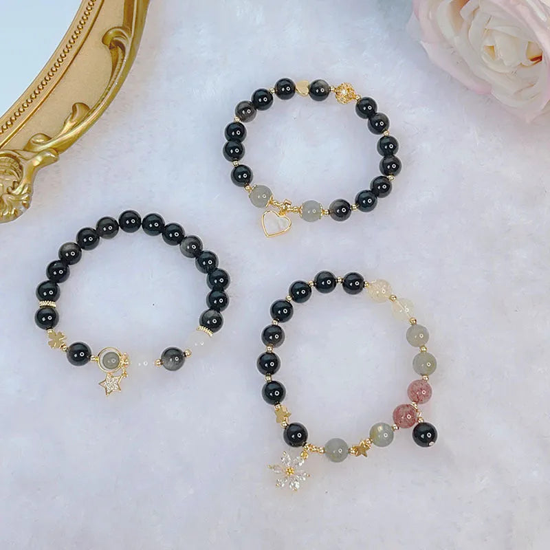 Silverstone bracelet for women with electroplated finish showing Flowers, Love, and Star design options.