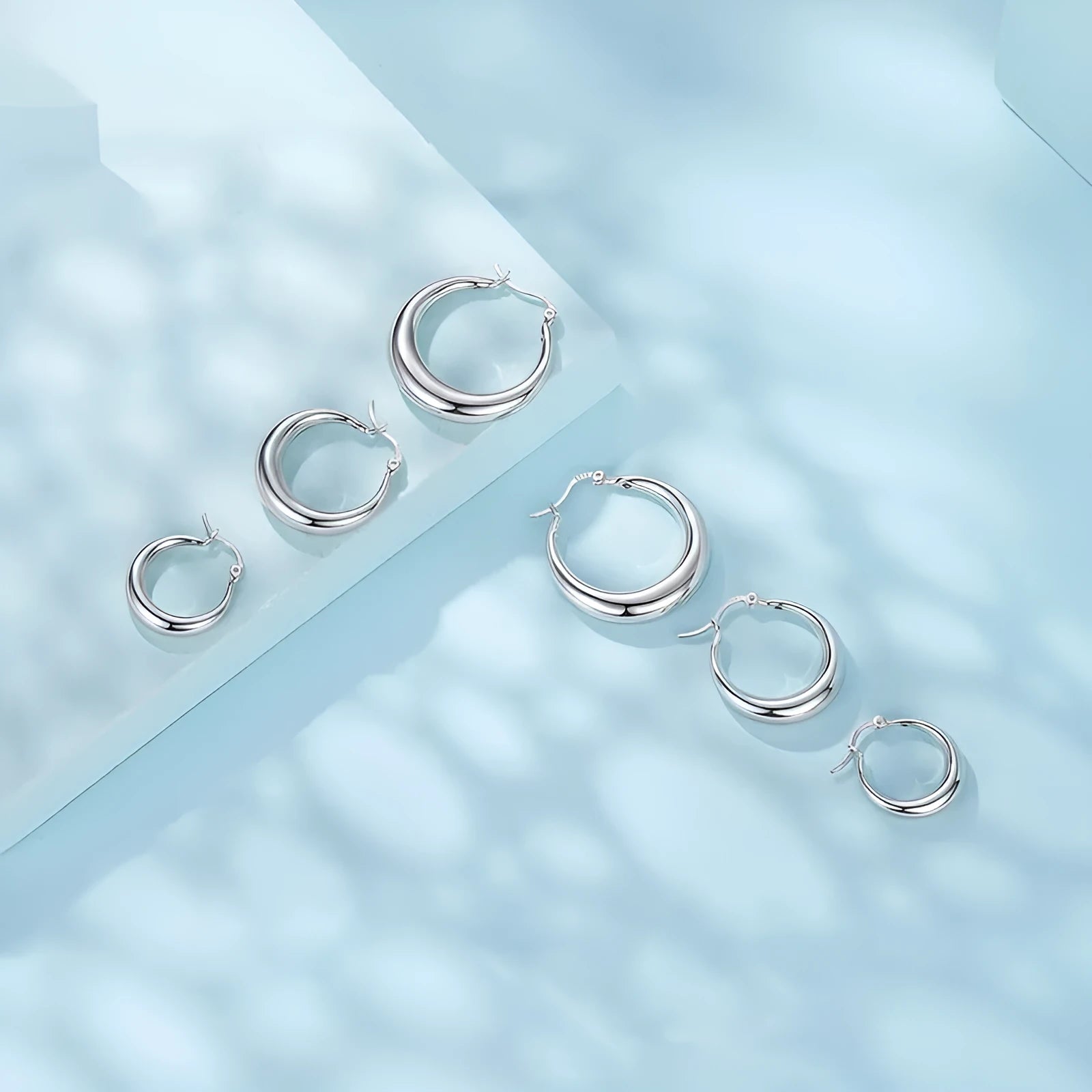 Copper geometry ring ear clip earrings for women in three sizes with electroplating finish