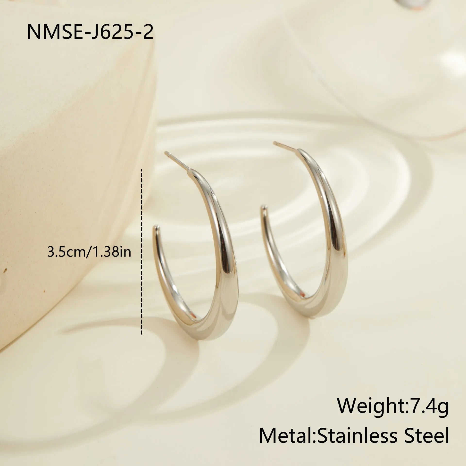 Geometric round titanium steel hoop earrings in gold and stainless steel finishes, small and large sizes