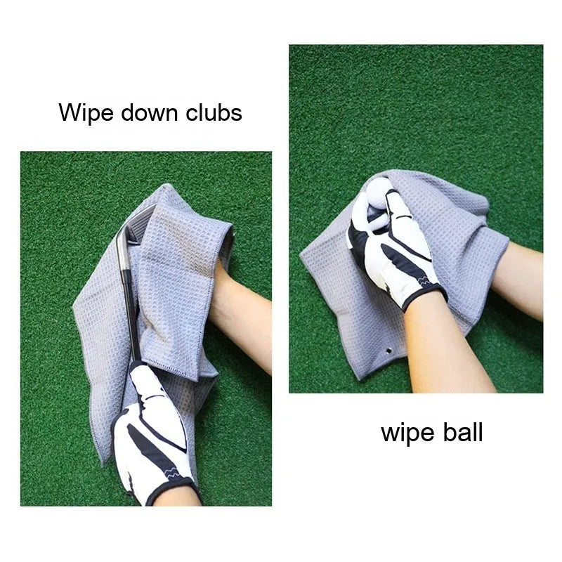 Waffle textured golf ball cleaning towel in assorted colours with 30x30cm and 30x40cm size options