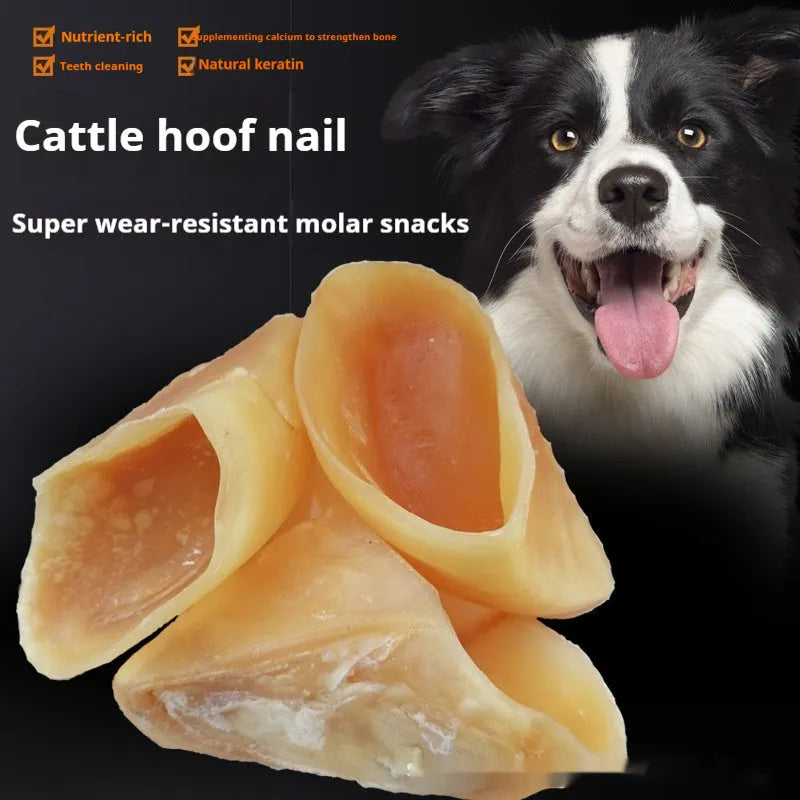 Hoof shell coloured cowhide dog grinding rod chew toy for small or large dogs