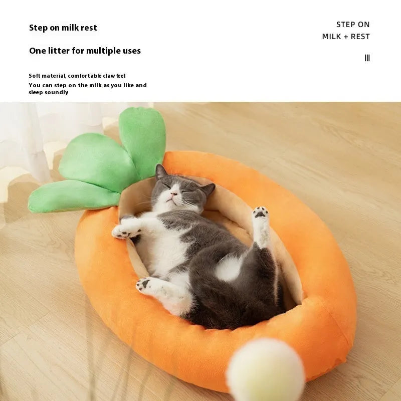 Carrot cartoon pattern reversible pet mat for dogs with waterproof backing