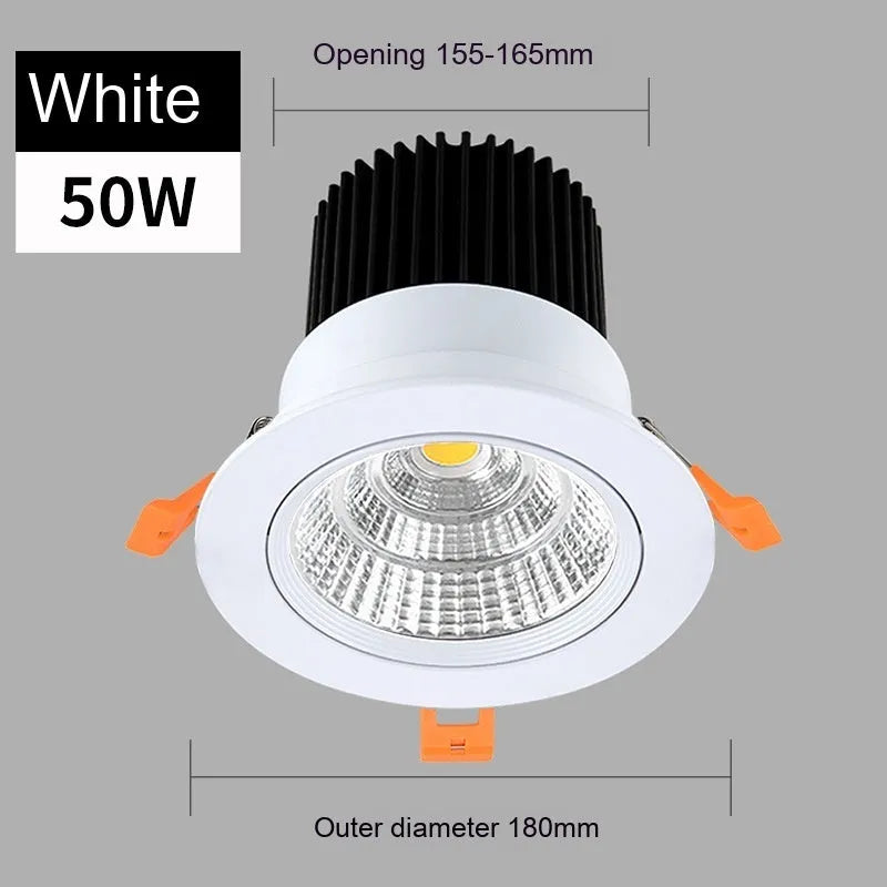 Black aluminium embedded LED ceiling spotlight with anti-glare design showing three colour temperature options