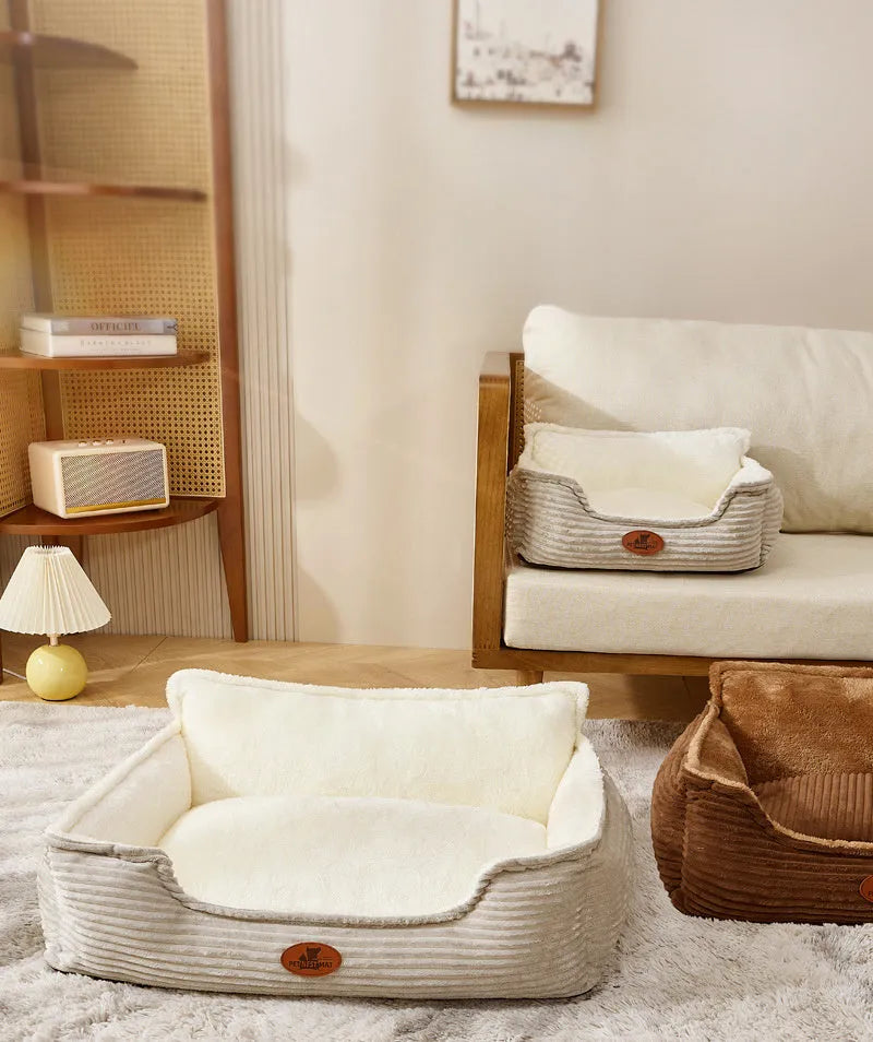 Universal kennel washable bed for small and medium dogs in coffee colour