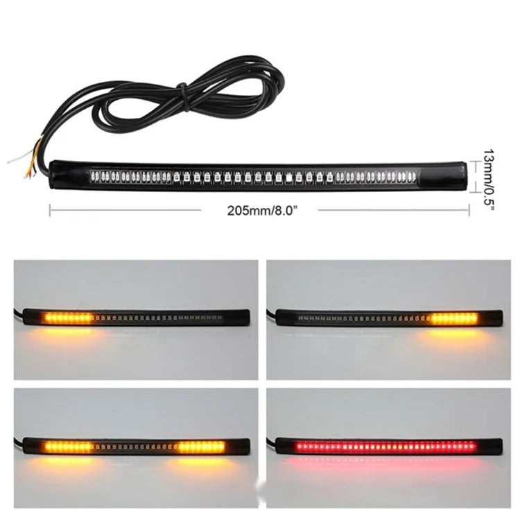 Motorcycle LED brake light two-colour steering waterproof bar silicone 220mm 12V integrated taillight