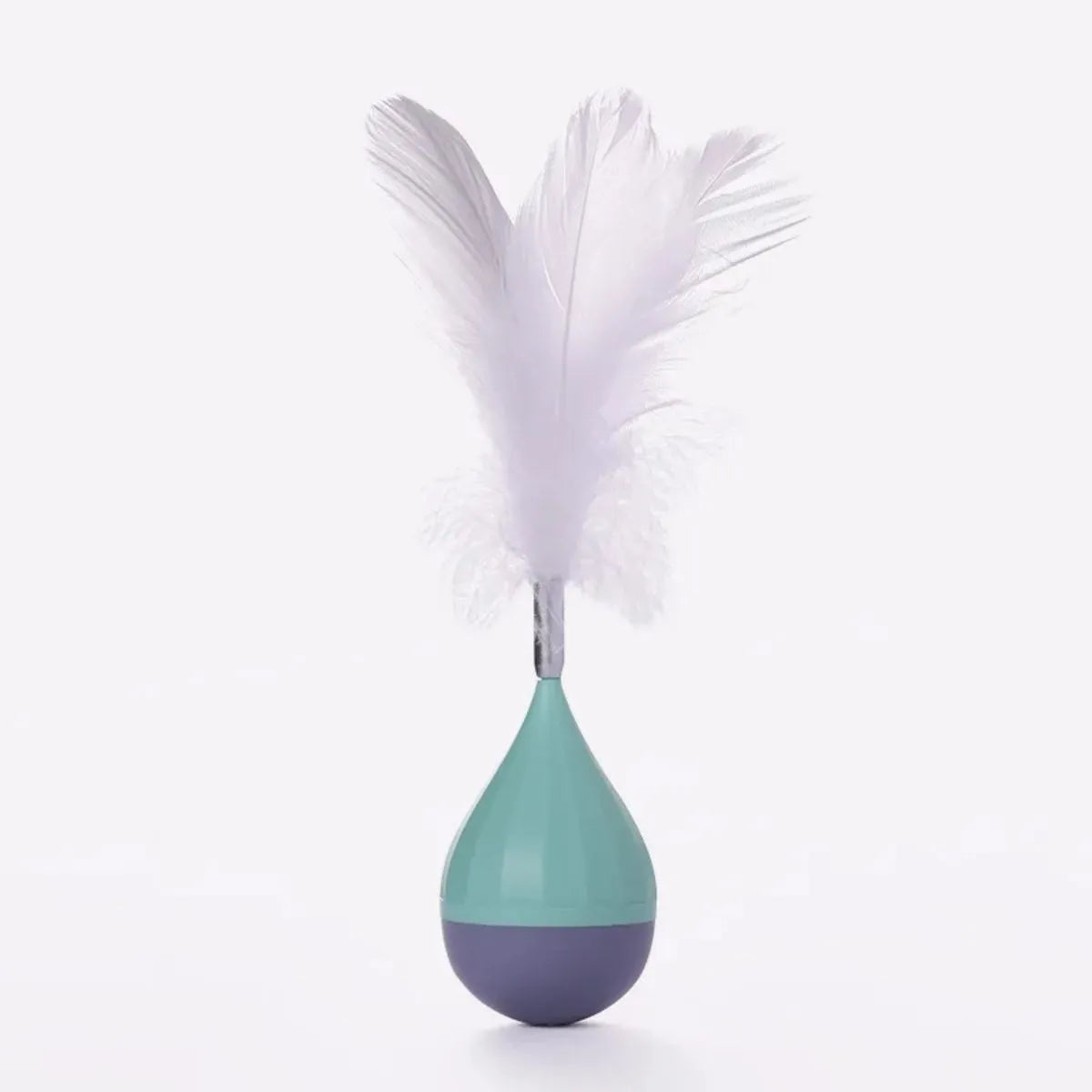 Feather Tumbler Cat Toy with goose feathers and aluminium alloy construction on pink background