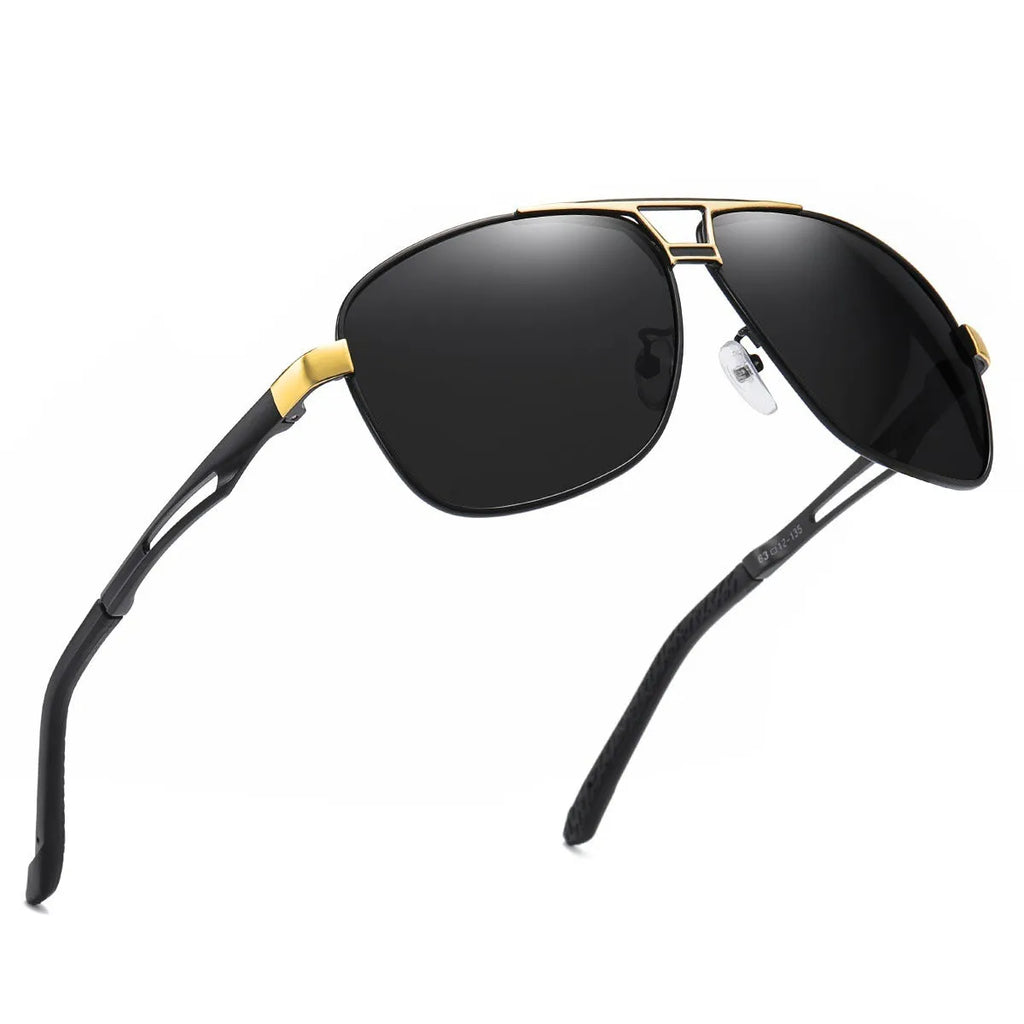 Men's orange red aviator sunglasses with metal frame and polarized HD TAC lenses.