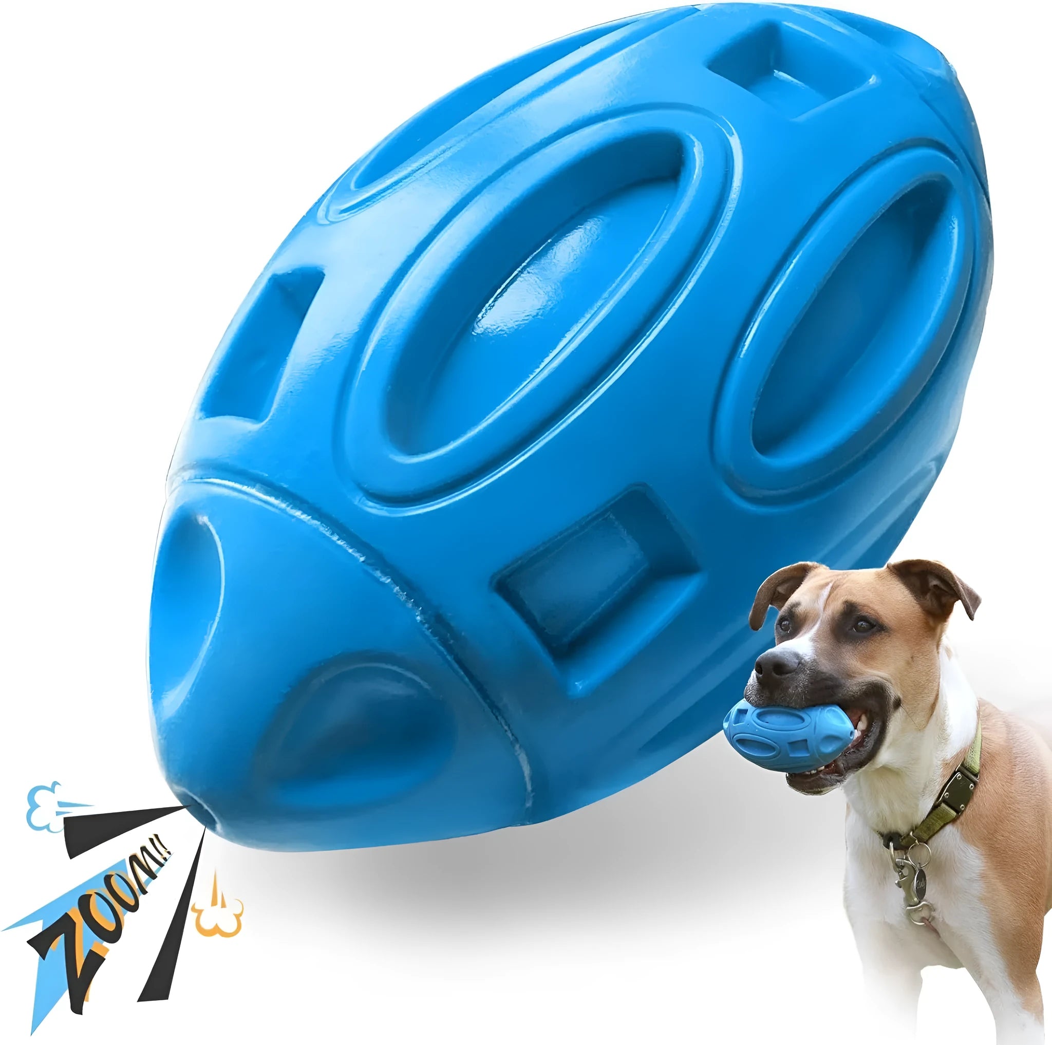 Blue green orange squeaky dog chew ball for medium large breed aggressive chewers