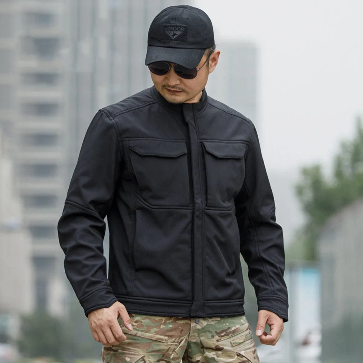 Bone Frog black soft shell tactical jacket for mountaineering and outdoor sports