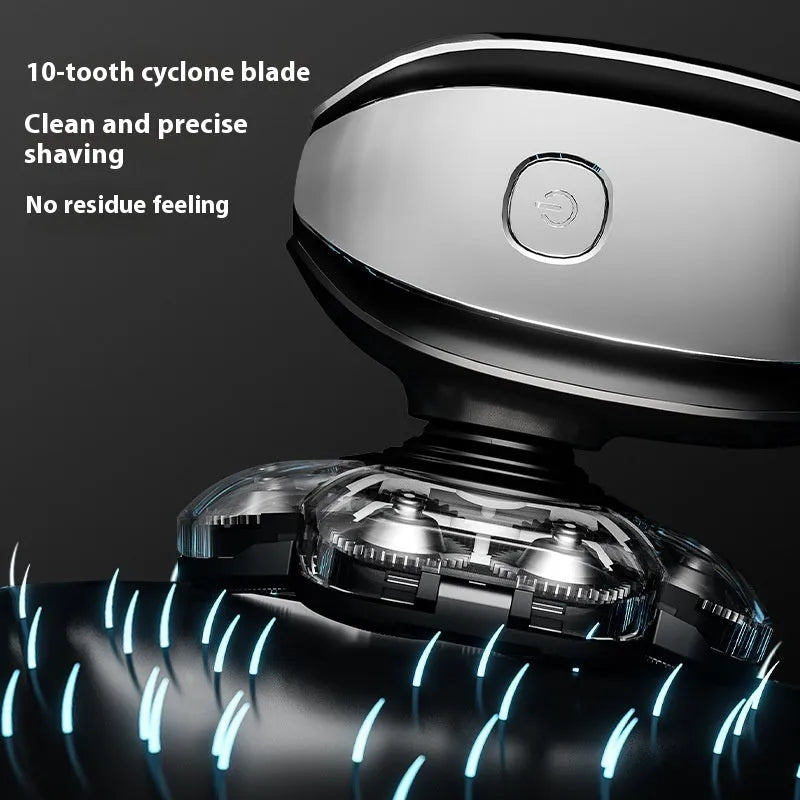 Black rechargeable hair clipper kit with multiple attachments including shaver, nose trimmer, and combs