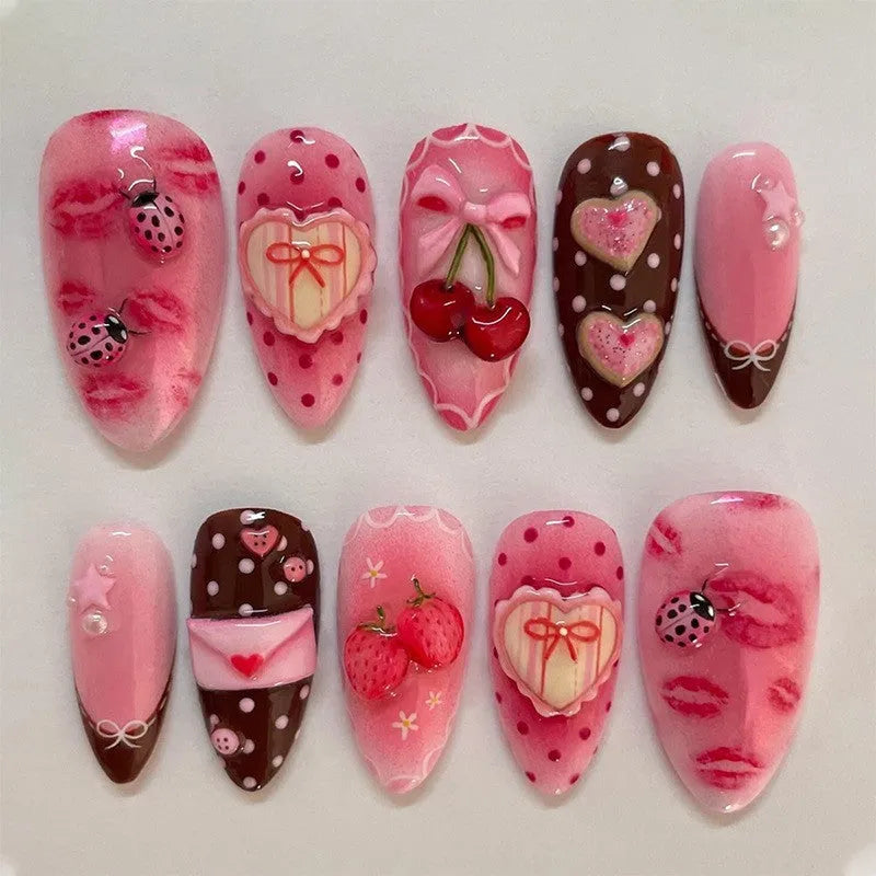 Women's three-dimensional flower butterfly love nail sticker plastic self-adhesive 30 bits per box multiple colours