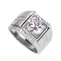 Men's adjustable geometric diamond ring with imitation moissanite in rose gold, gold, or platinum colour