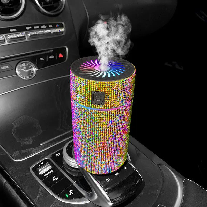 Car mounted air purification humidifier in diamond design with USB power cord