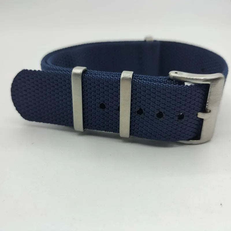 Nylon integrated textile watch strap in various colours showing 20mm and 22mm width options