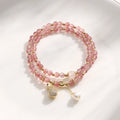 Women's geometric strawberry quartz crystal bracelet with adjustable fitting for money drawing