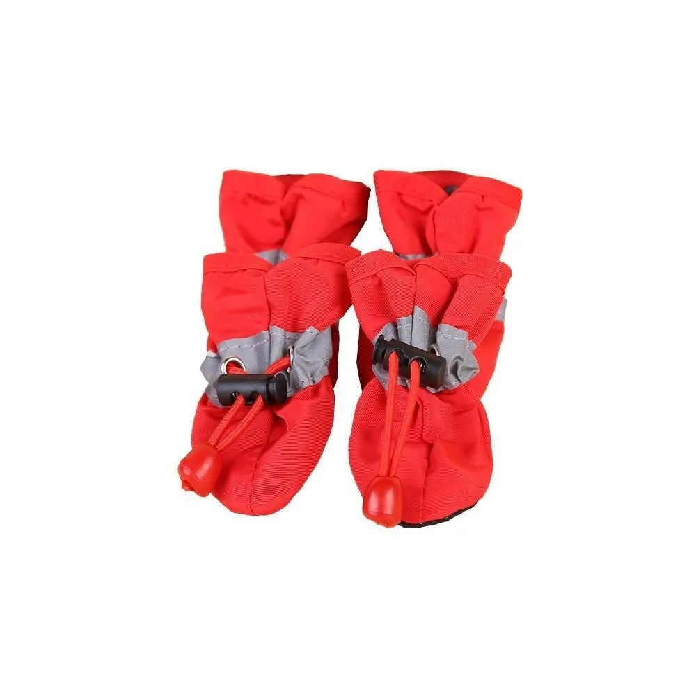 Four seasons breathable cloth dog shoes in multiple colours including fleece-lined red and monkey designs