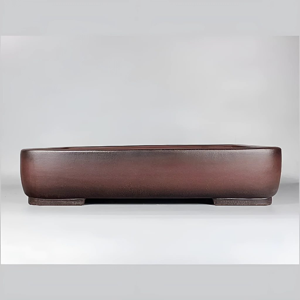 Handmade rectangular antique purple clay flower pot for plant display